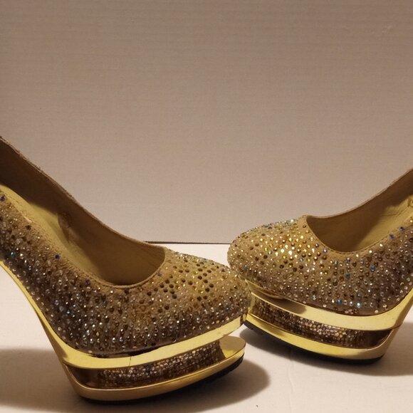 Gianmarco Lorenzi Sparkling Rhinestone Studded Platform Heels - Picture 7 of 7